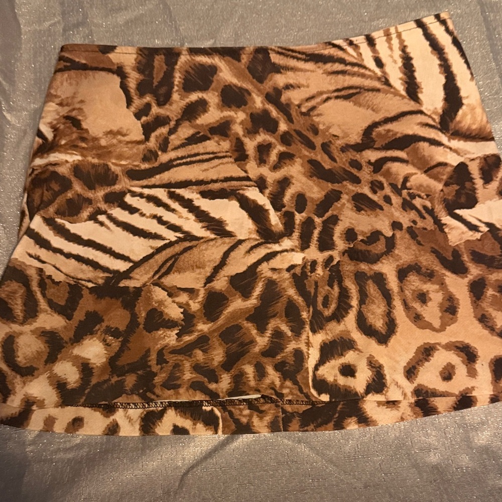 XOXO Brown Animal Print Mini Skirt